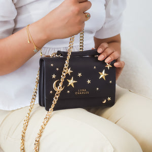 Nova Star Studded Handbag - Black & Gold