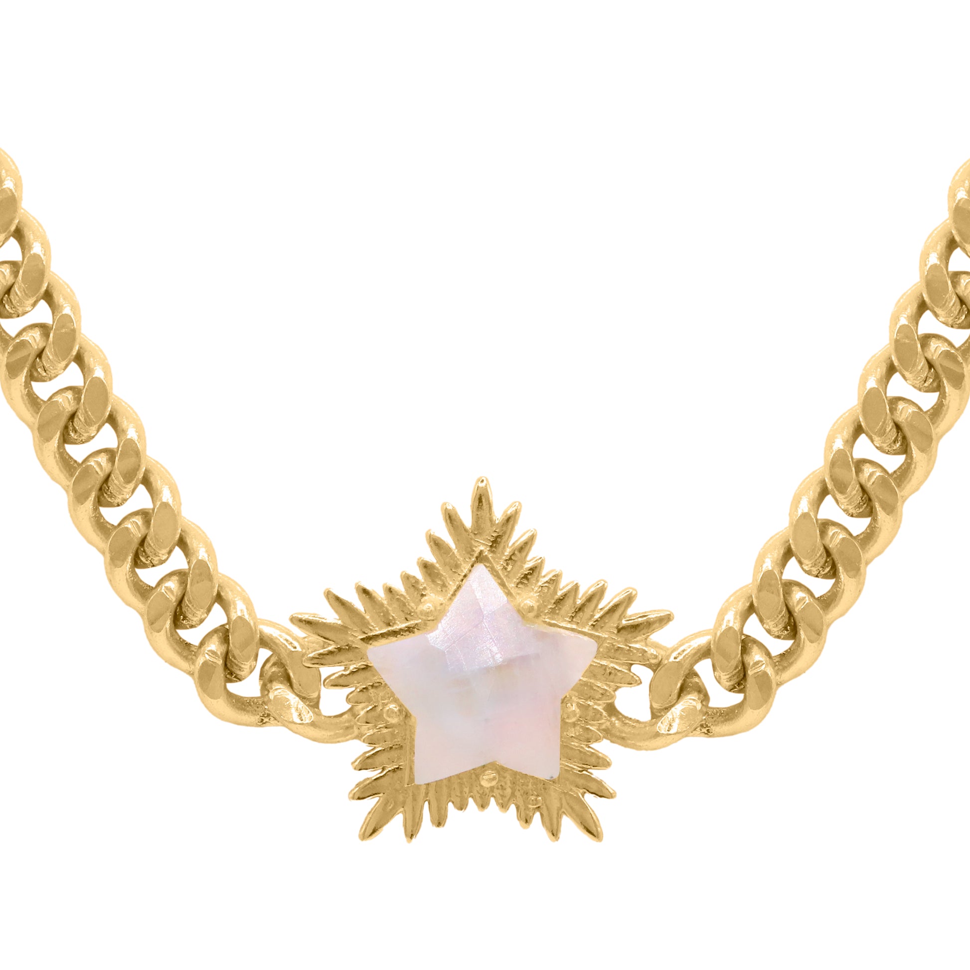 Odette Moonstone Spiky Star Choker Necklace 18K Gold Plated