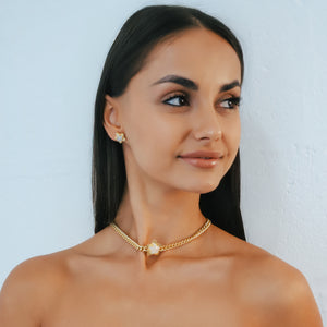 Odette Moonstone Spiky Star Choker Necklace | 18k Gold Plated