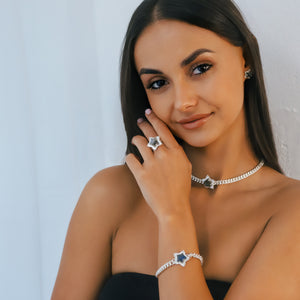 Odette Labradorite Spiky Star Choker Necklace | 925 Sterling Silver