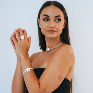 Odette Moonstone Spiky Star Choker Necklace | 925 Sterling Silver