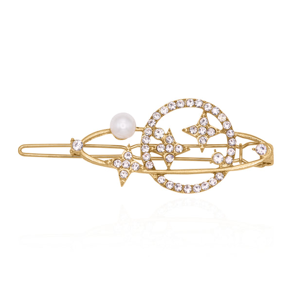 Phoebe Pearl Planet Hair Clip | Gold
