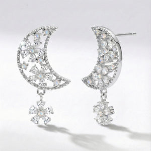 Posie Flower Moon Earrings | 925 Sterling Silver