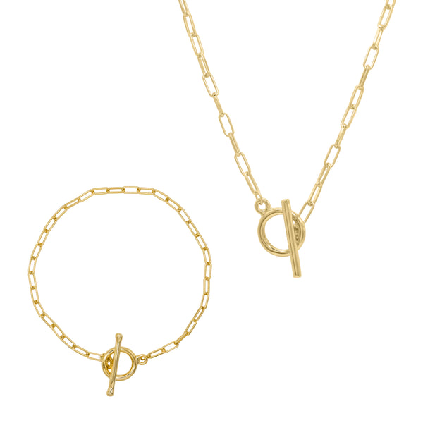 Toggle Chain Gift Set | Necklace & Bracelet | 18k Gold Plated