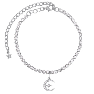 Quinn Moon Anklet | Silver Plated