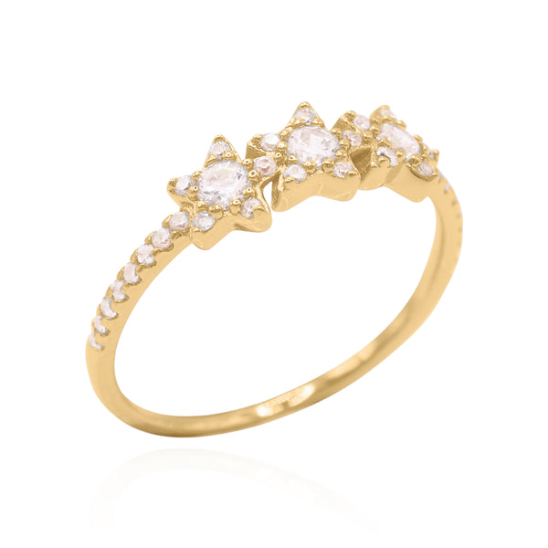 Rosalie Three Star Crystal Ring | 18K Gold Plated