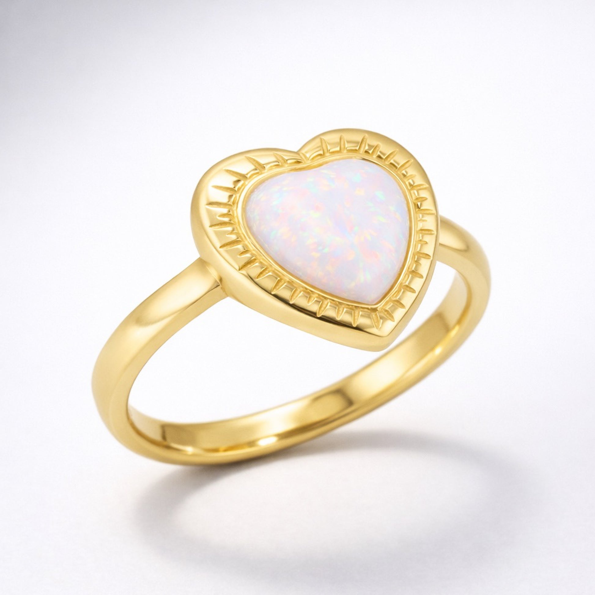 Roxanne Opal Heart Ring | 18k Gold Plated