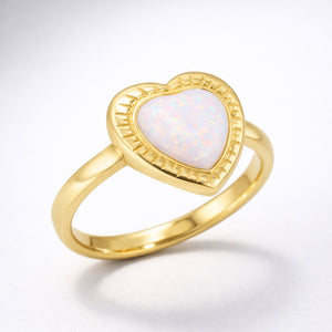 Roxanne Opal Heart Ring | 18k Gold Plated