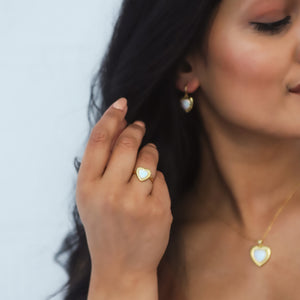 Roxanne Opal Heart Ring | 18k Gold Plated