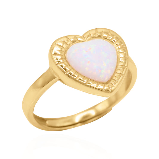 Roxanne Opal Heart Ring | 18k Gold Plated