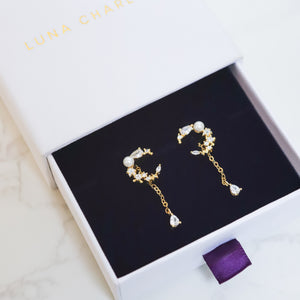 Sabrina Moon Drop Earrings | 18K Gold Plated