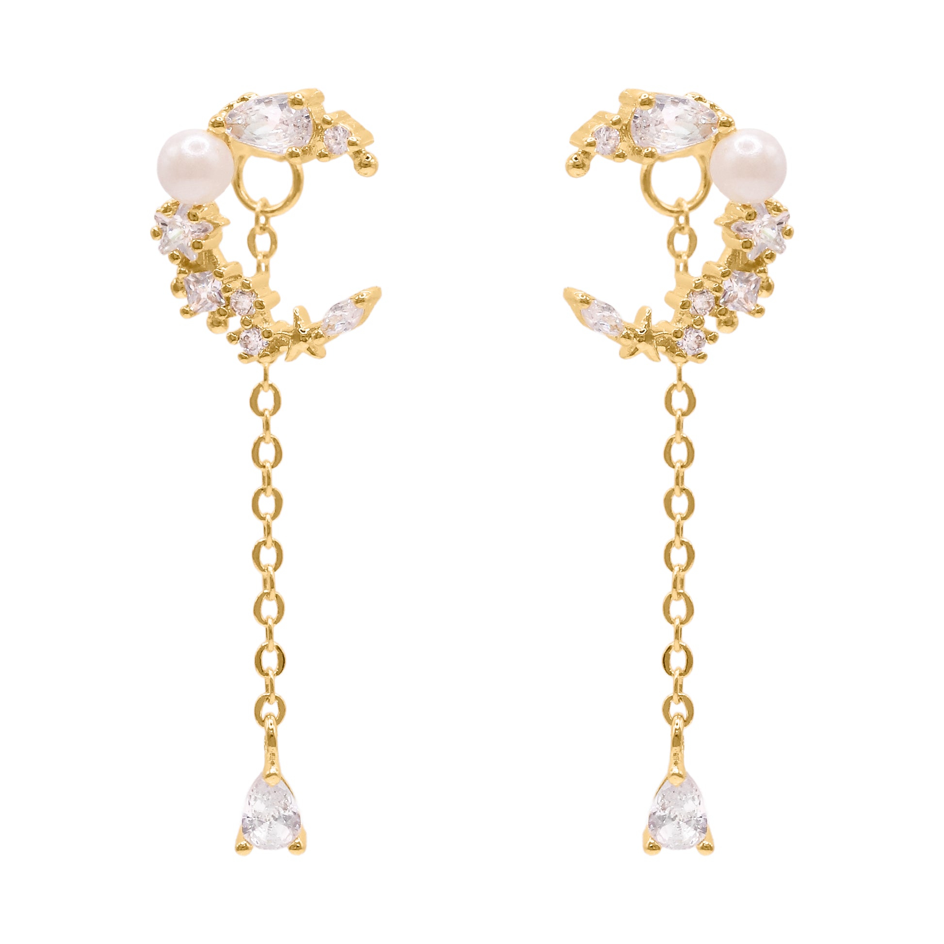 Sabrina Moon Drop Earrings | 18K Gold Plated