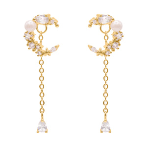 Sabrina Moon Drop Earrings | 18K Gold Plated