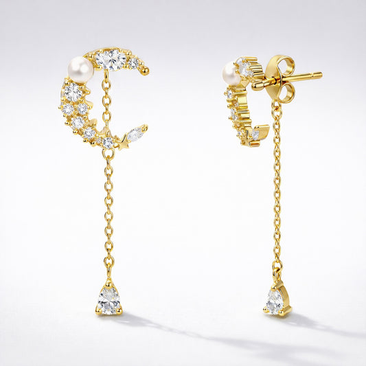 Sabrina Moon Drop Earrings | 18K Gold Plated