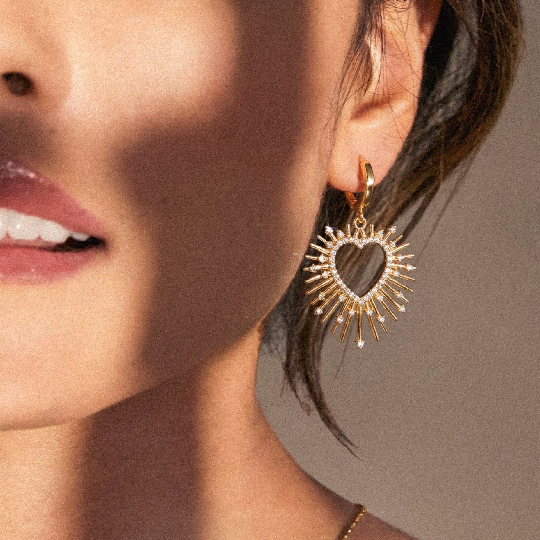 Sadie Starburst Heart Earrings | 18K Gold Plated