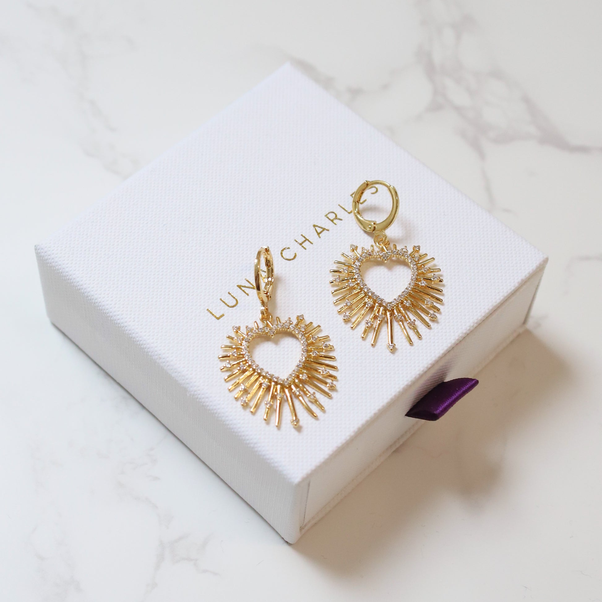 Sadie Starburst Heart Earrings | 18K Gold Plated