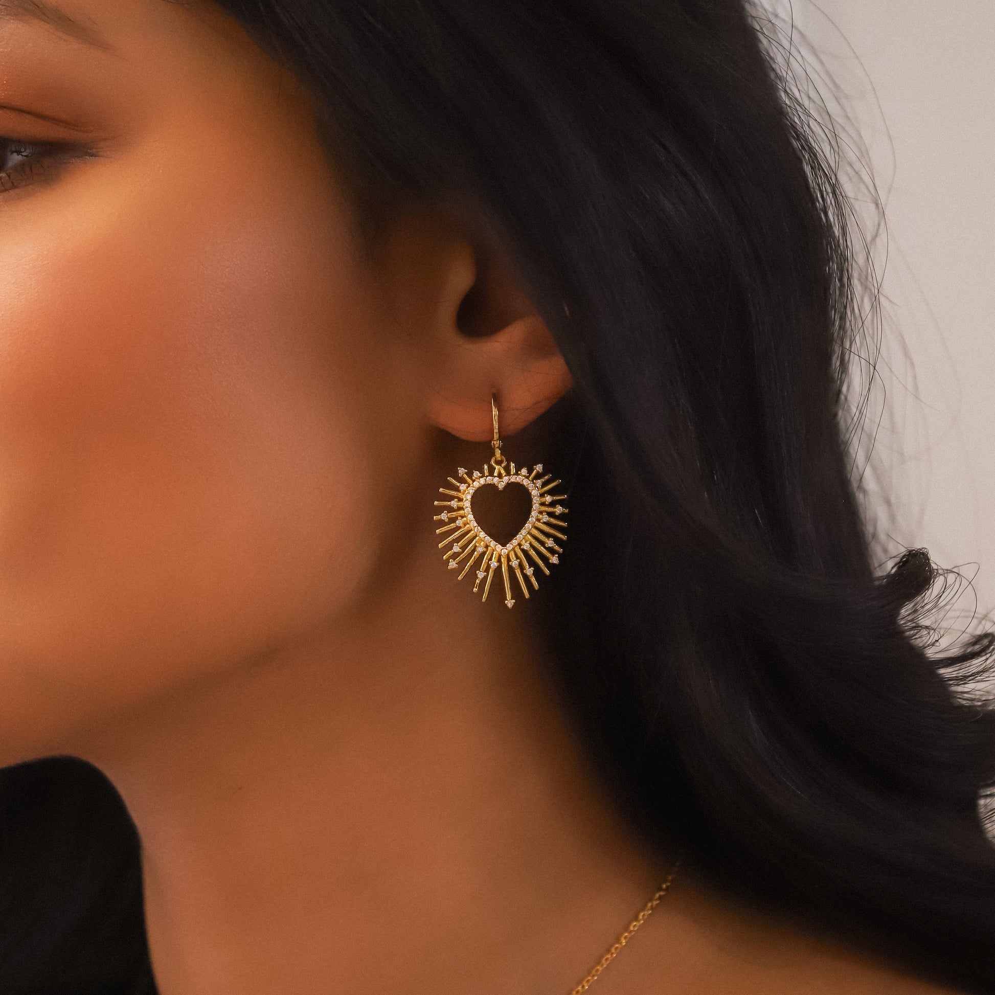 Sadie Starburst Heart Earrings | 18K Gold Plated