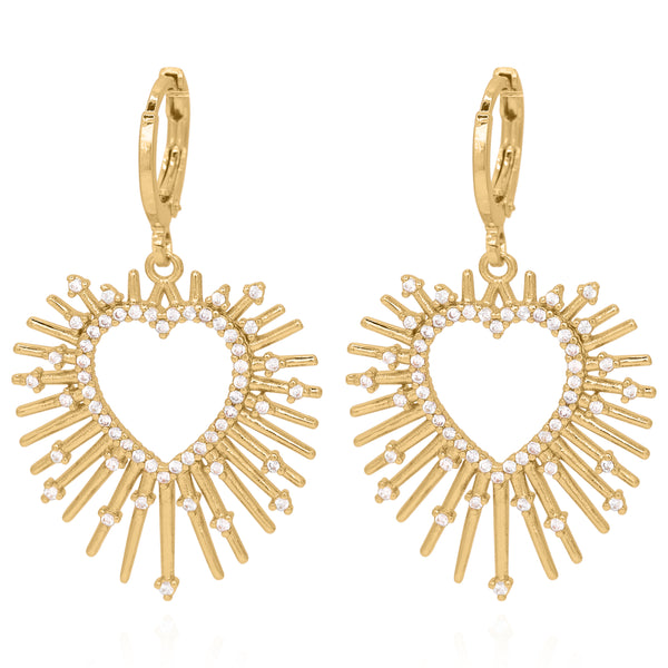 Sadie Starburst Heart Earrings | 18K Gold Plated