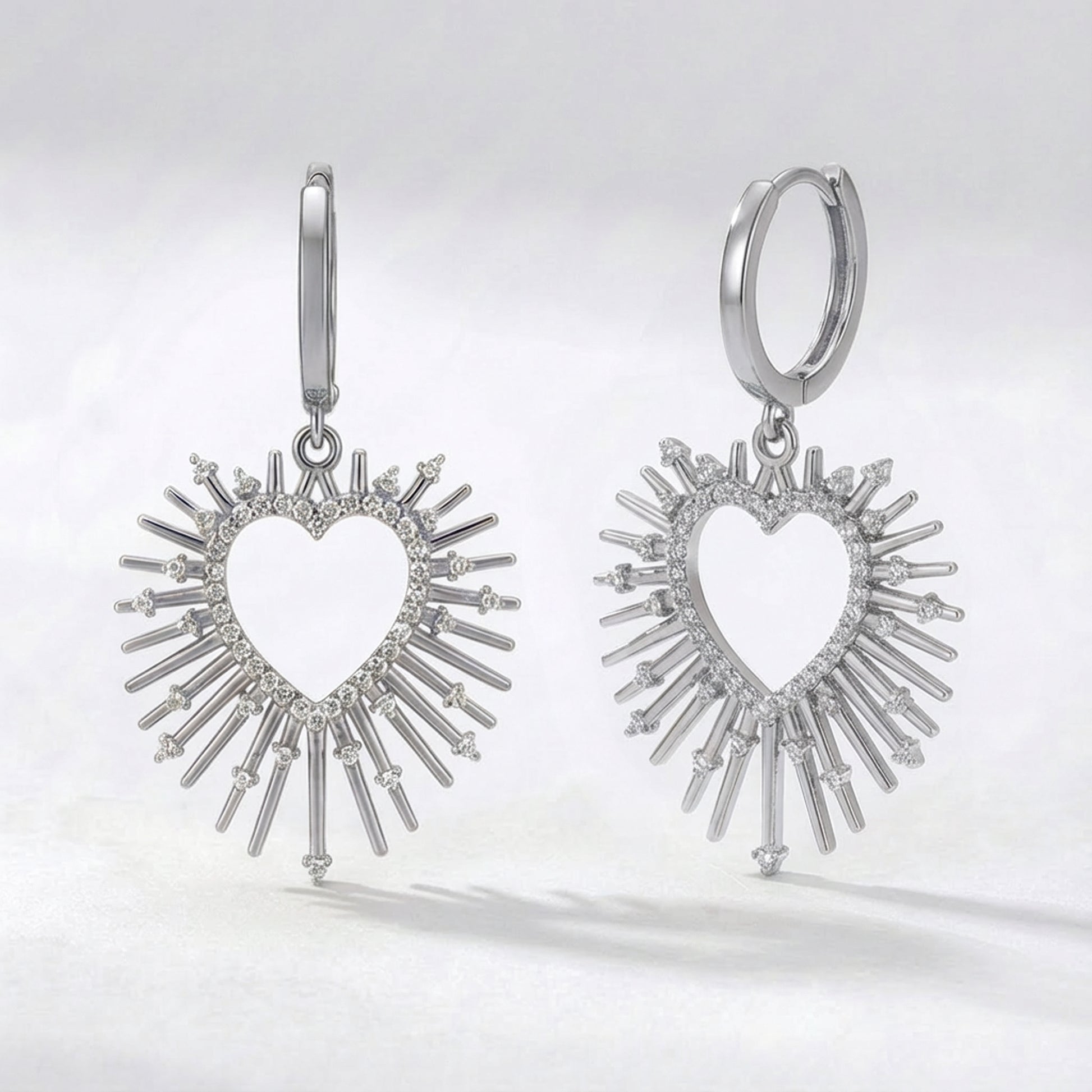 Sadie Starburst Heart Earrings | 925 Silver Plated Brass