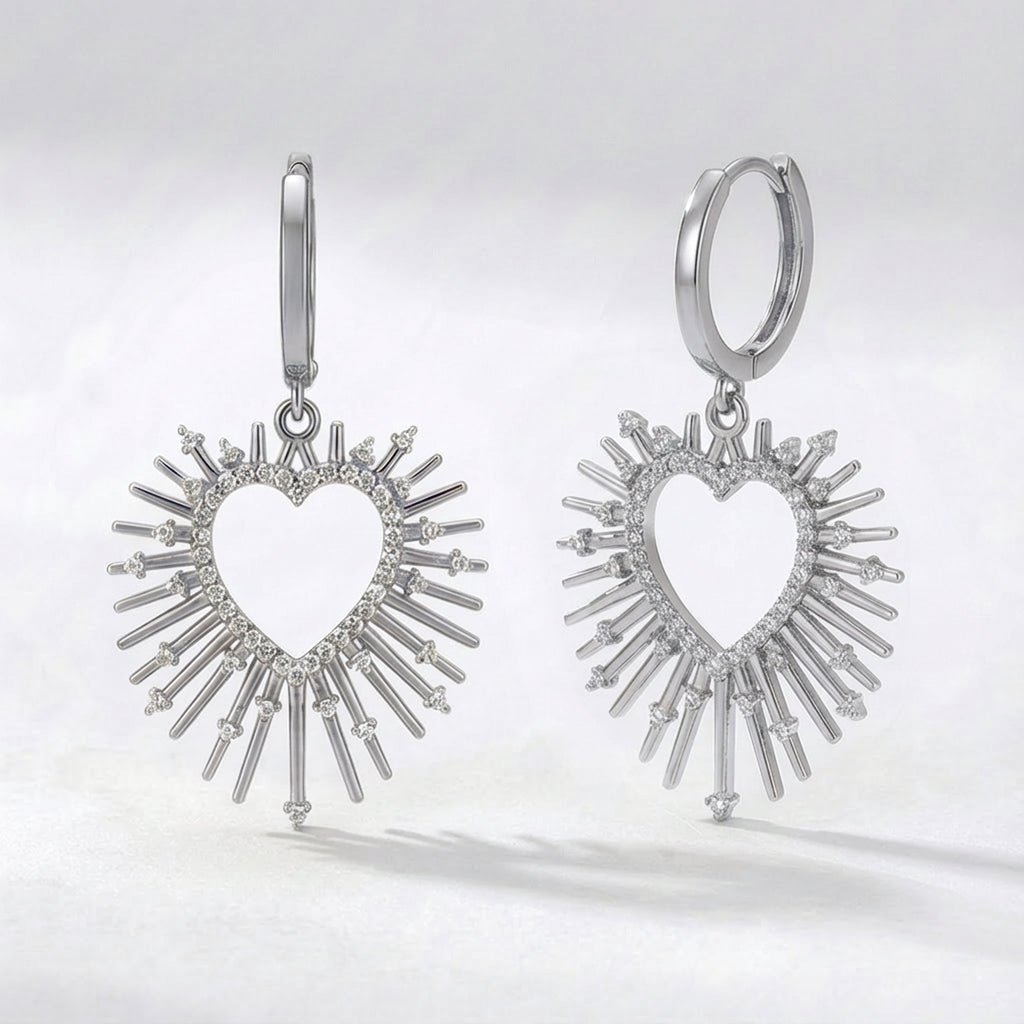 Sadie Starburst Heart Earrings 925 Plated Brass