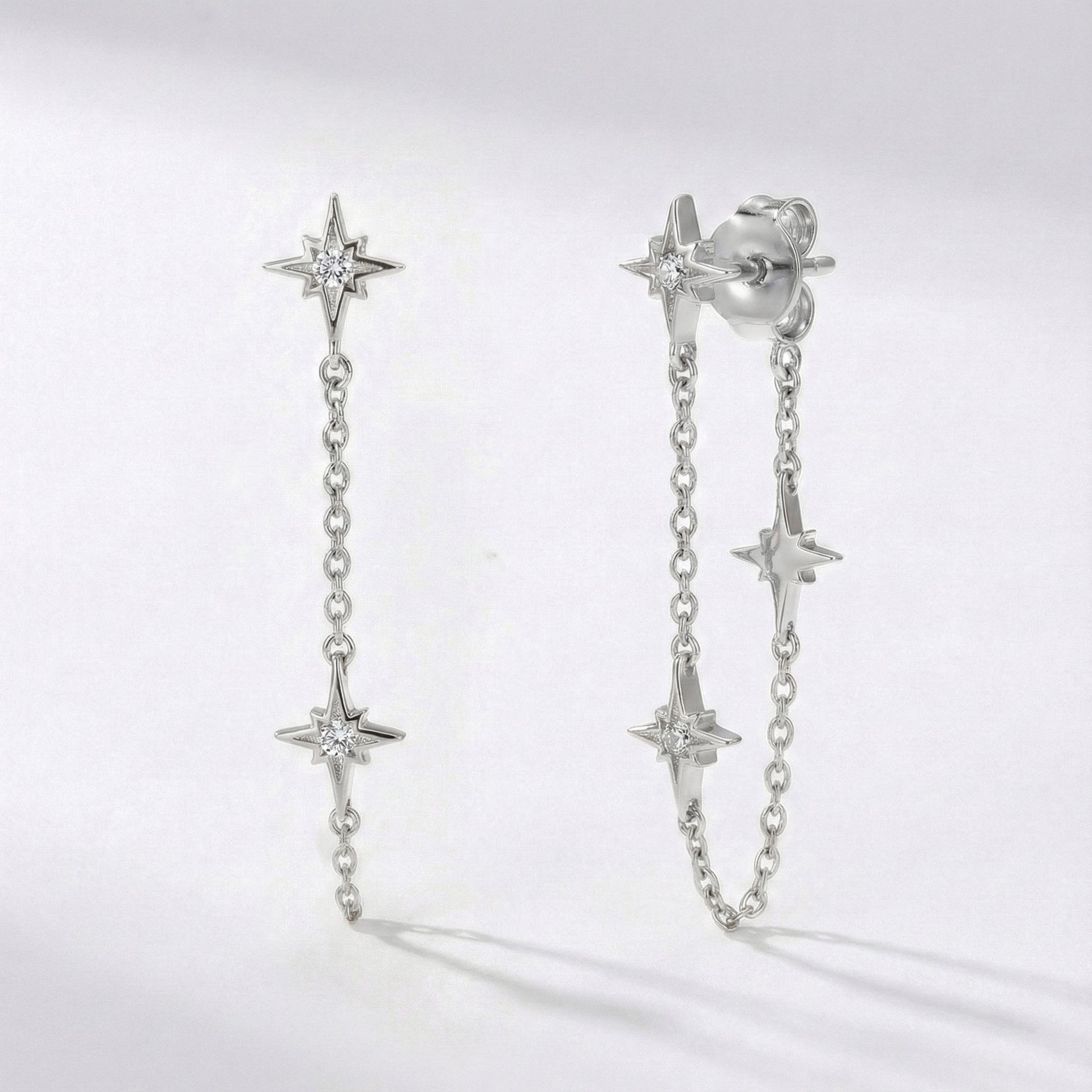 Savannah Star Drop Chain Earrings | 925 Sterling Silver