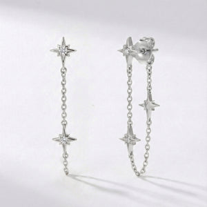 Savannah Star Drop Chain Earrings | 925 Sterling Silver