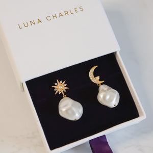 Seraphina Pearl Drop Earrings | 18k Gold Plated