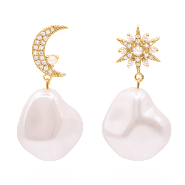 Seraphina Pearl Drop Earrings | 18k Gold Plated