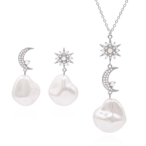 Pearl Drop Gift Set | Earrings & Necklace | Sterling Silver