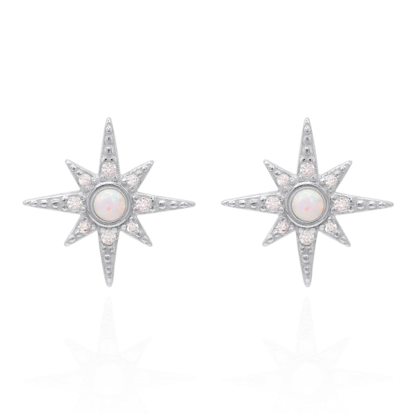 Serin Star Opal Stud Earrings | 925 Sterling Silver
