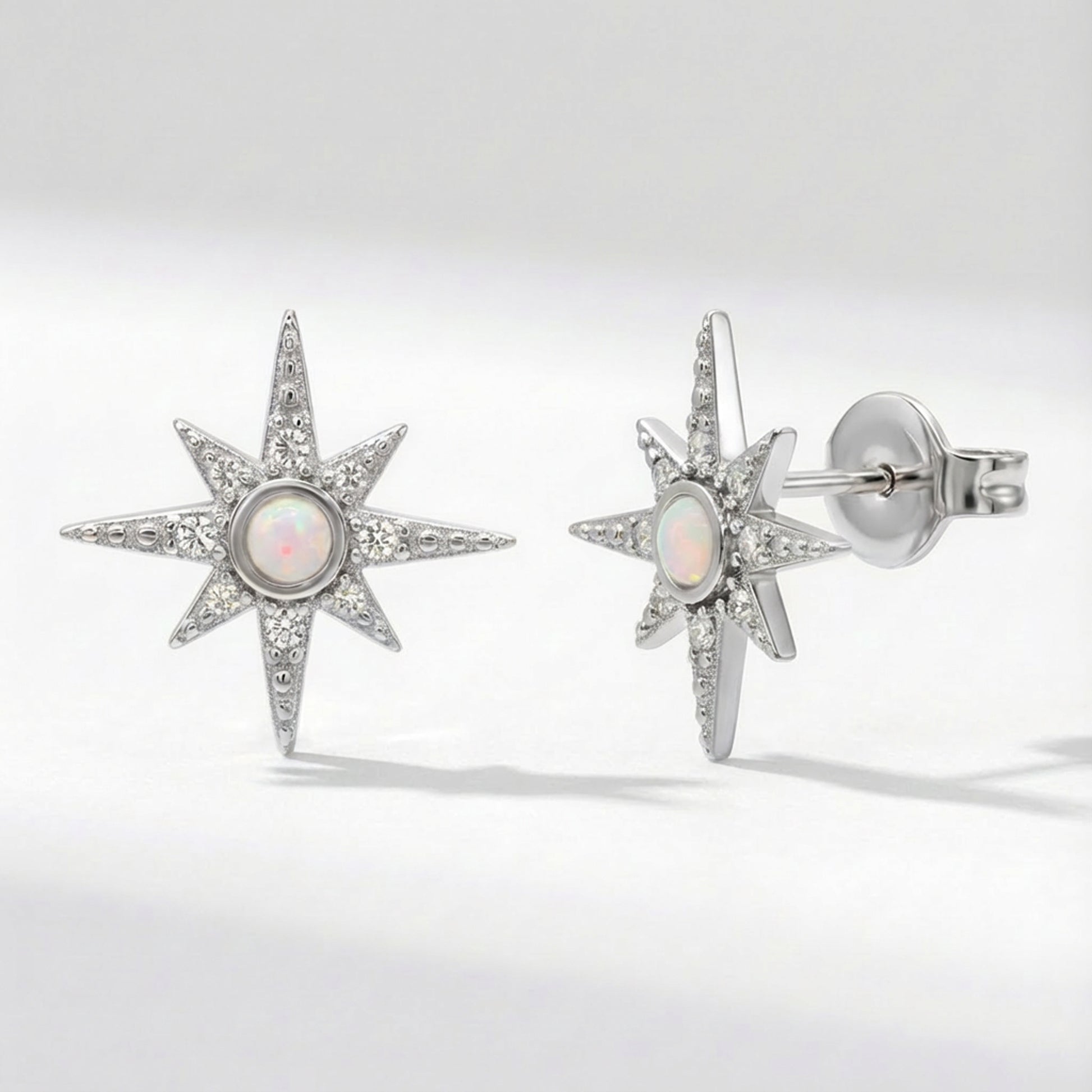 Serin Star Opal Stud Earrings | 925 Sterling Silver