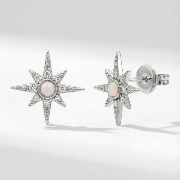 Serin Star Opal Stud Earrings | 925 Sterling Silver