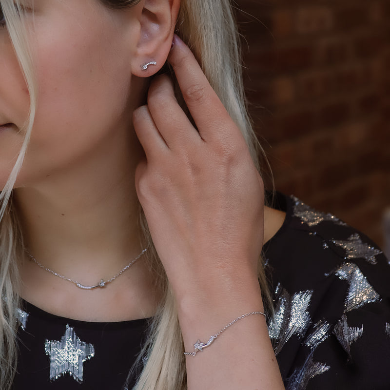 Shooting Star Gift Set | Necklace Earrings & Bracelet | 925 Sterling Silver