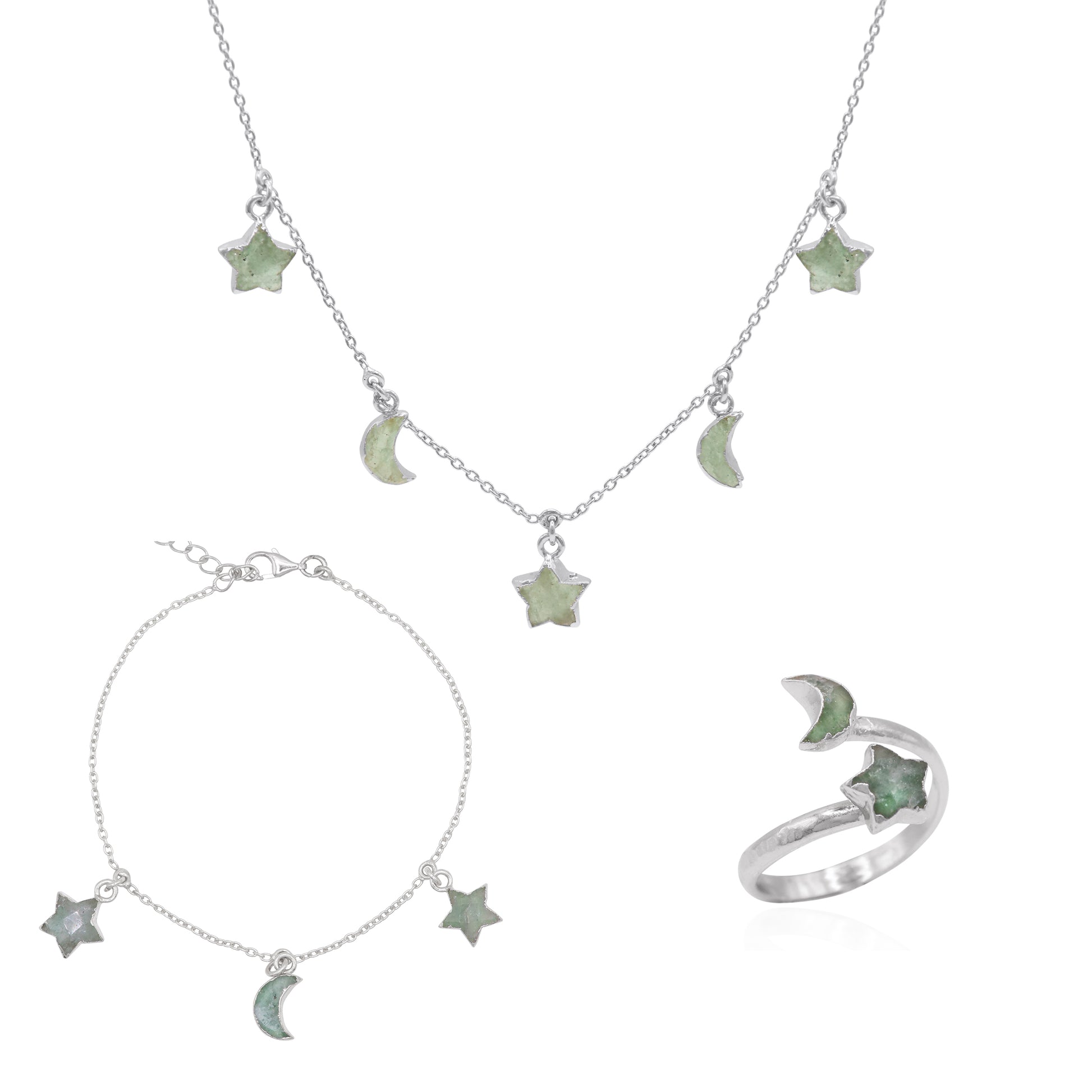 Aventurine Star & Moon Gift Set | 925 Sterling Silver