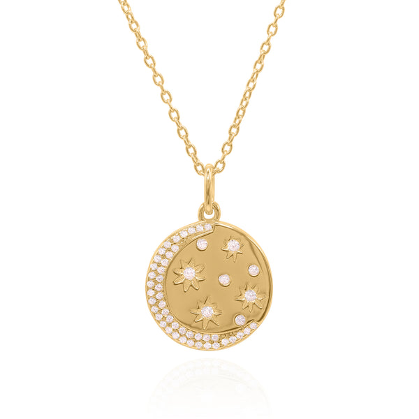 Sophia Starburst Moon Coin Necklace | 18k Gold Plated
