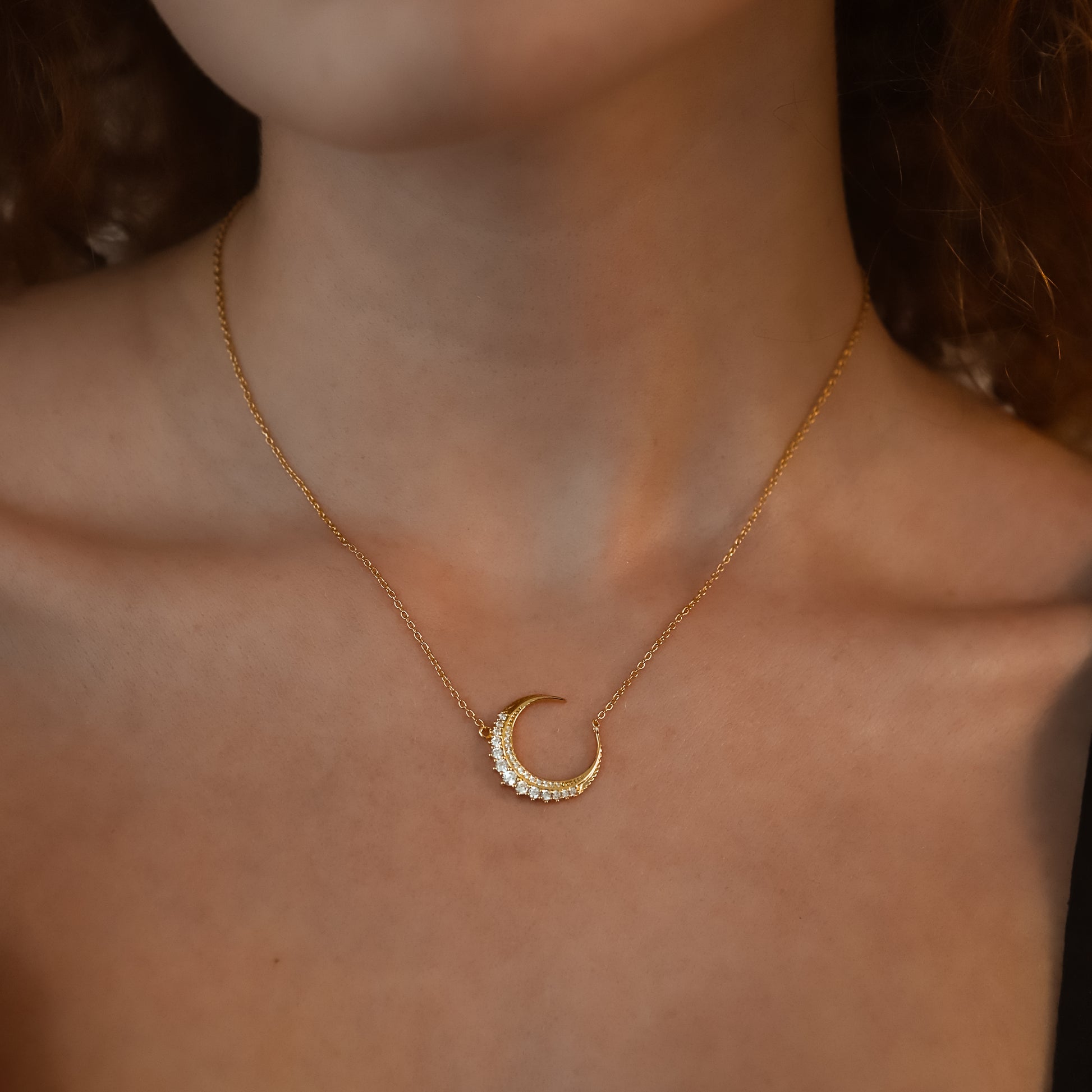 Stevie Moon Pendant Necklace | 18k Gold Plated