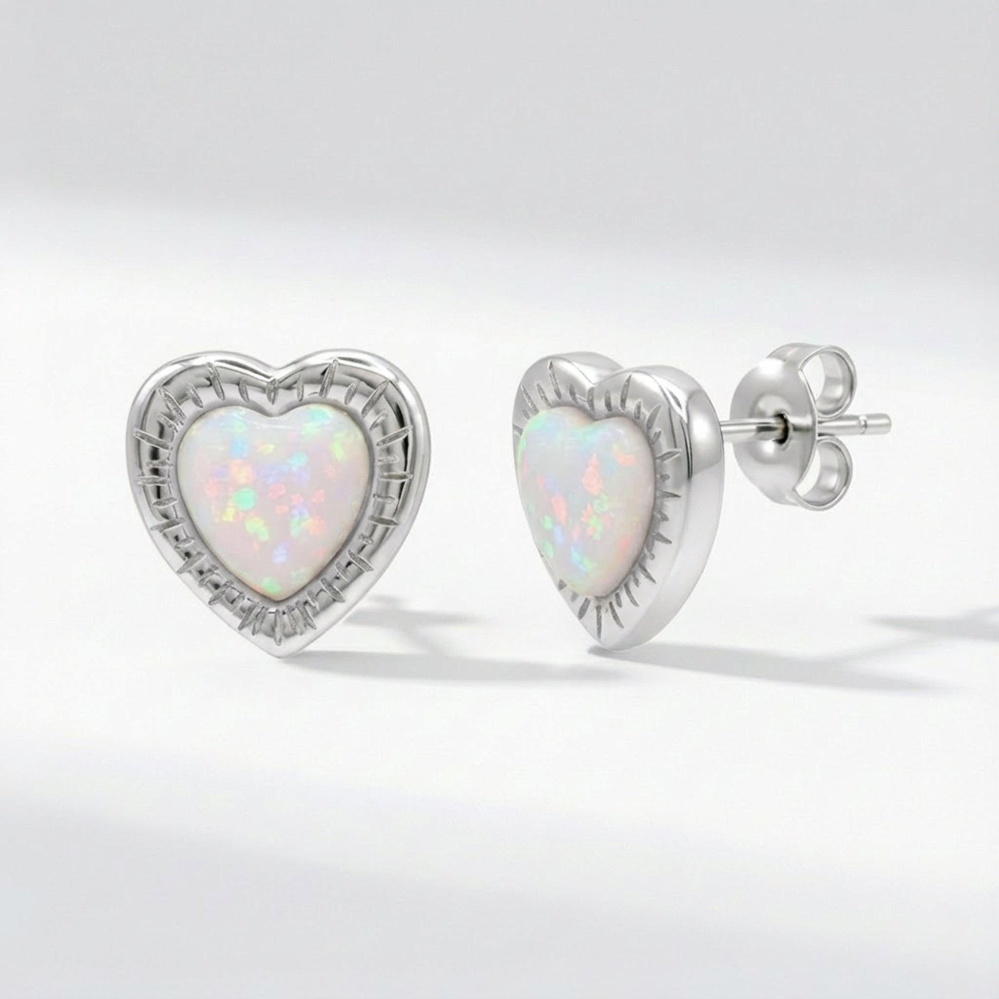 Suki Opal Heart Studs | 925 Sterling Silver