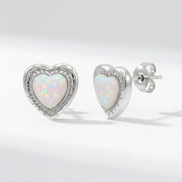 Suki Opal Heart Studs | 925 Sterling Silver