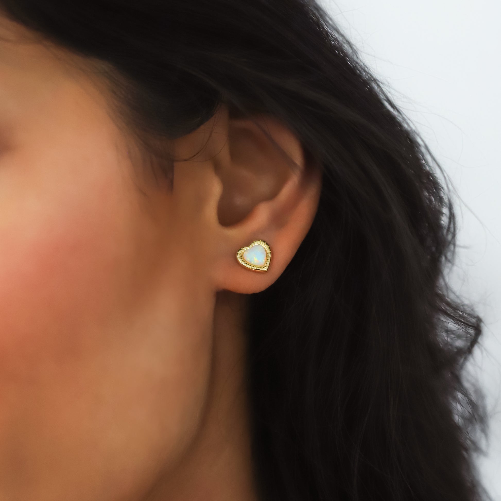 Suki Opal Heart Studs | 18k Gold Plated