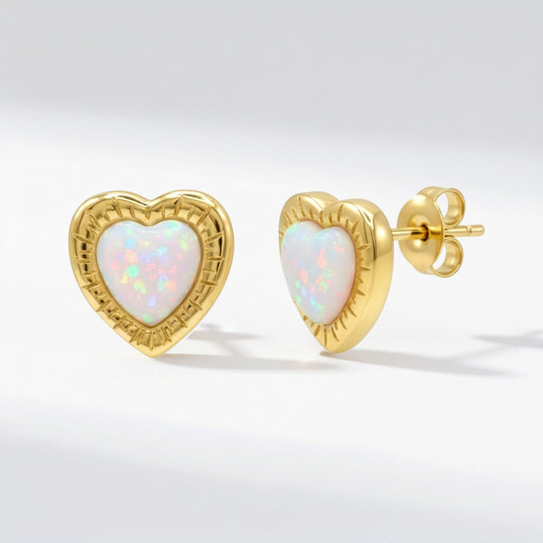 Suki Opal Heart Studs | 18k Gold Plated
