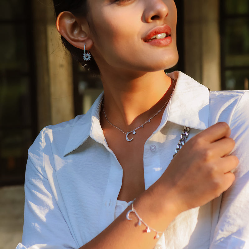 Ariya Moon & Star Charm Necklace | 925 Sterling Silver