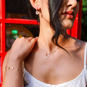 Moon & Star Charm Gift Set | Necklace & Bracelet | 18k Gold Plated