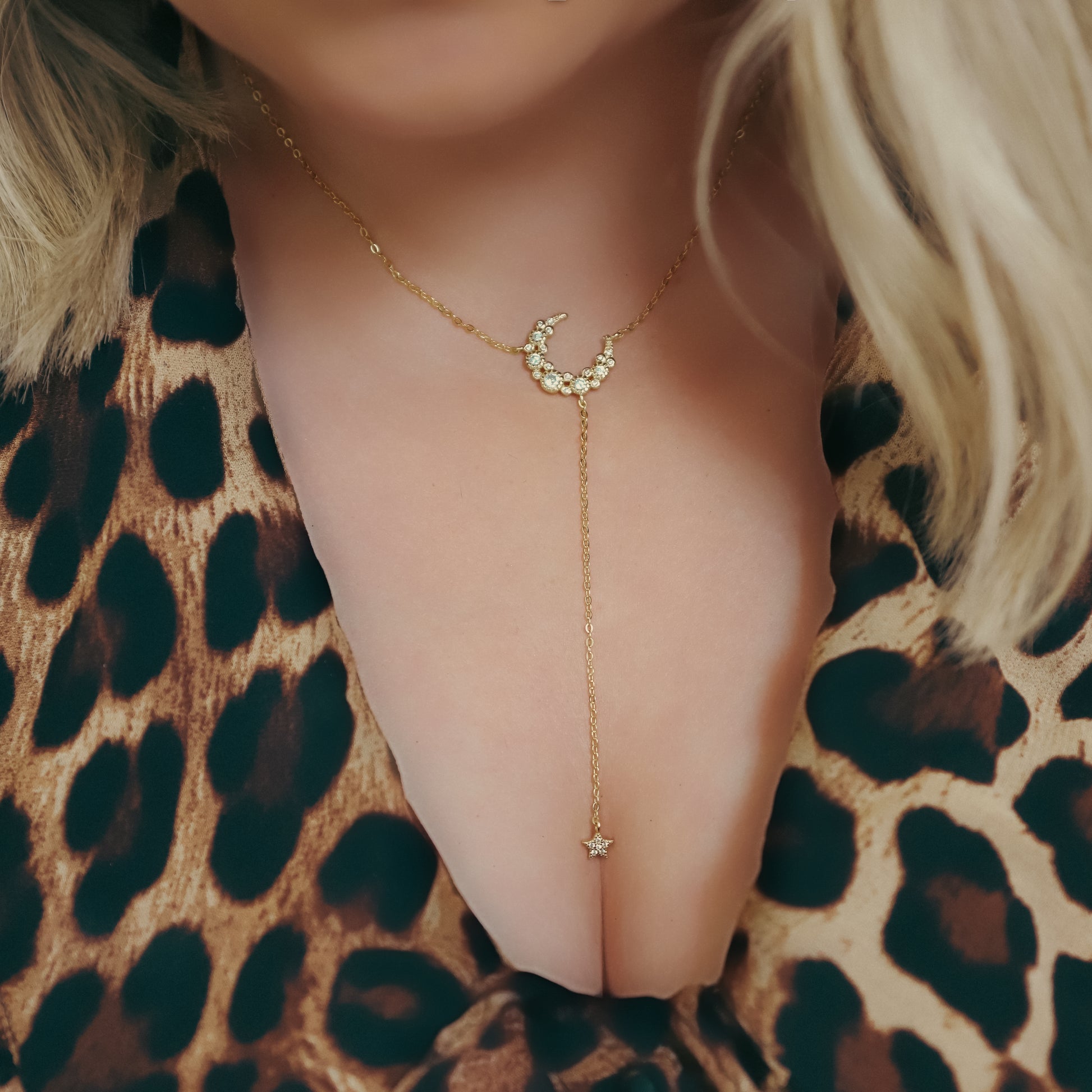 Tabitha Moon Drop Necklace | 18K Gold Plated