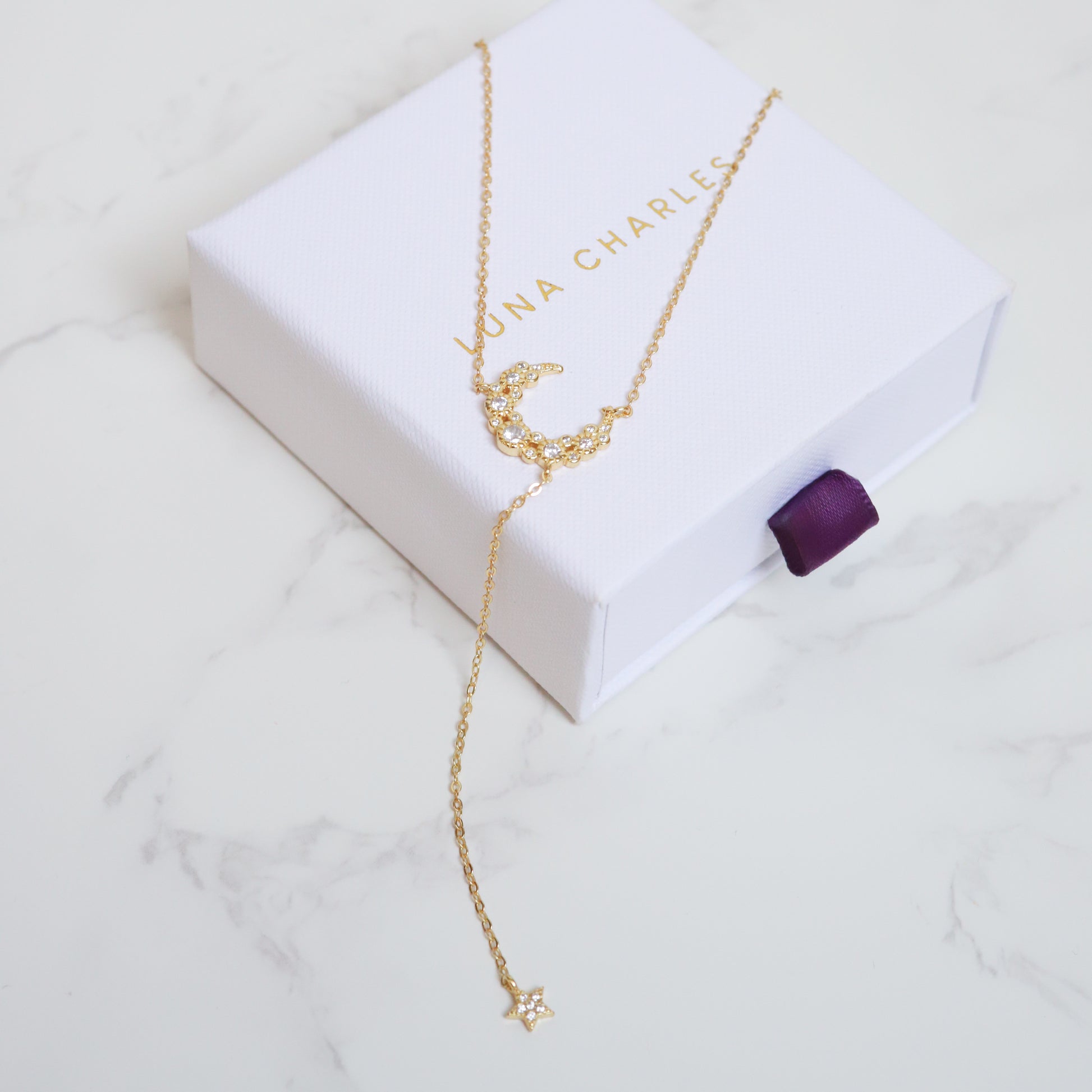 Tabitha Moon Drop Necklace | 18K Gold Plated