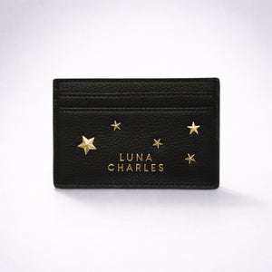 Tala Star Studded Card Holder - Black & Gold