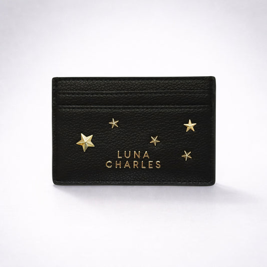Tala Star Studded Card Holder - Black & Gold