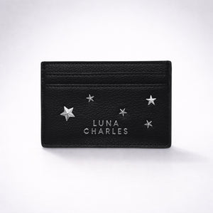 Tala Star Studded Card Holder - Black & Silver