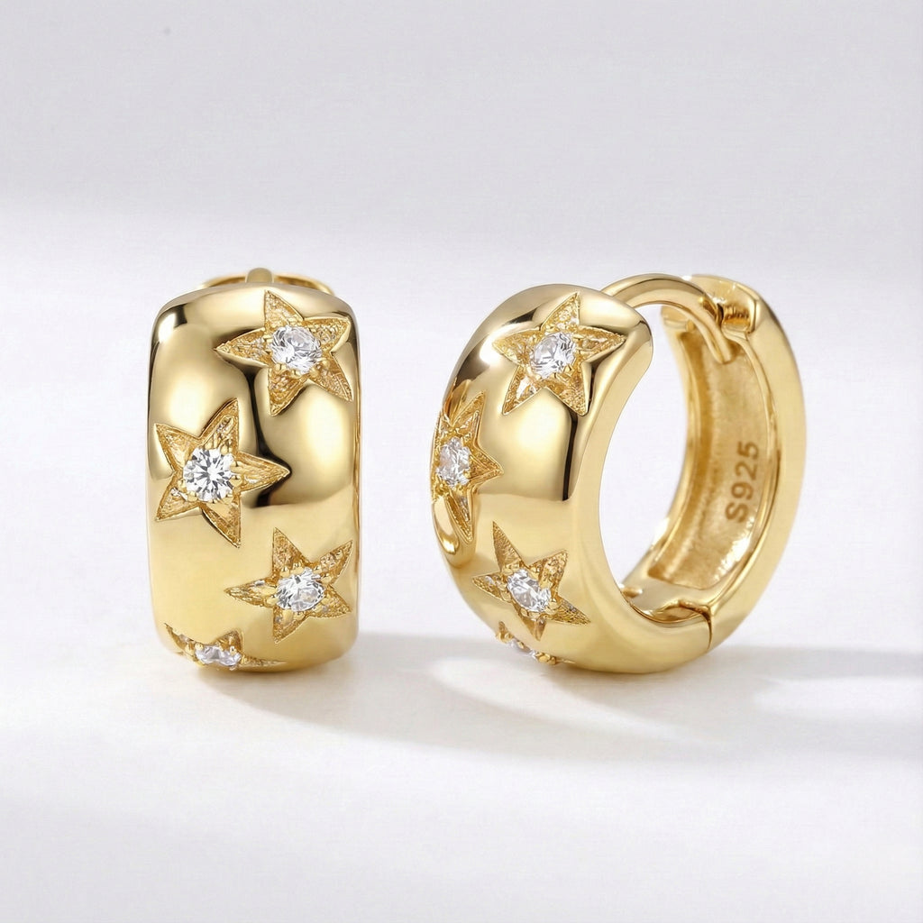 Thea Chunky Star Huggie Earrings 18K Plated