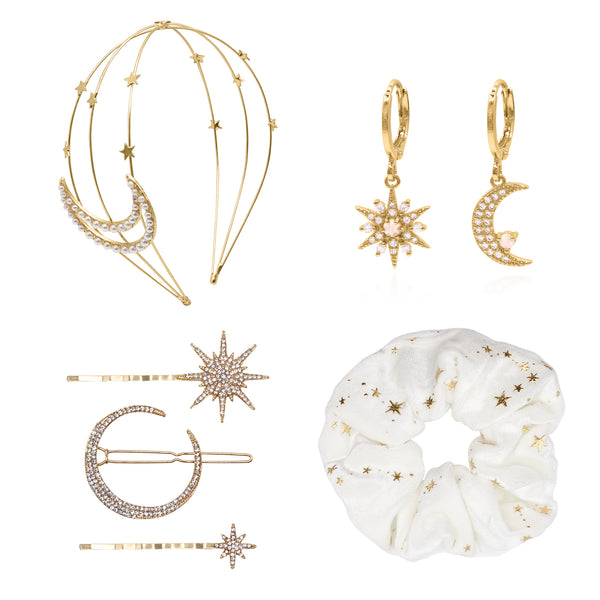 The Luna Charles Ultimate Bundle | Earrings & Hair Accessories | Gold