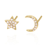 Valerie Moon & Star Studs | 18k Gold Plated